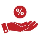 Graphic showing a hand and percent sign