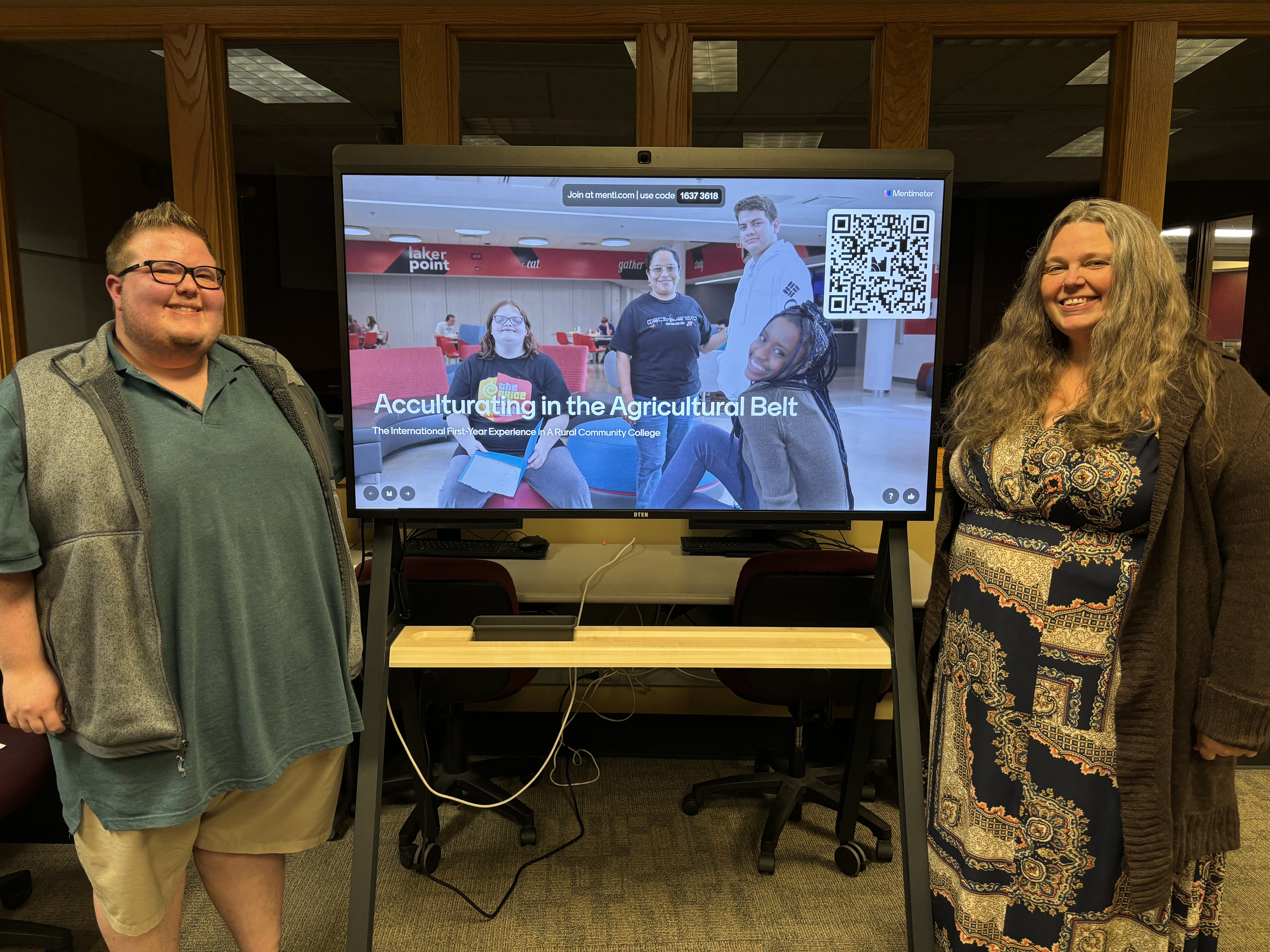 Two Lake Land College staff members presenting during a virtual conference.